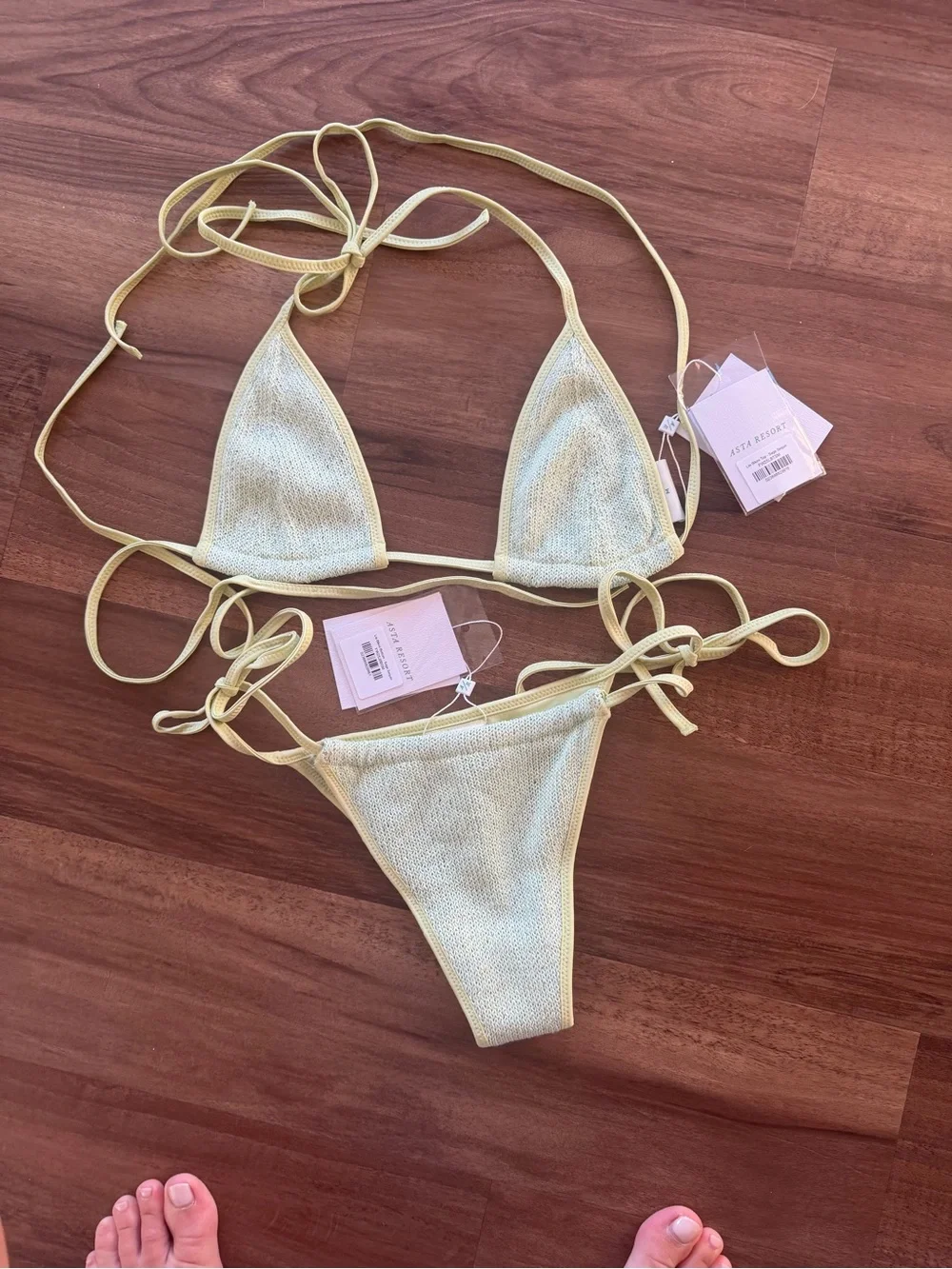 Astra Resort Light lime Textured String Bikini - Picture 1 of 2